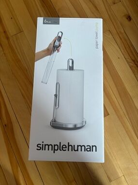 simplehuman Stainless Steel Paper Towel Stand with Dispenser Pump